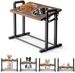 MEWOOFUN Raised Dog Bowl for Large Medium Size Dogs 4 Height Adjustable - Sturdy Wooden Raised Dog Bowls with 2x1200ml Stainless Steel Bowls (XL)