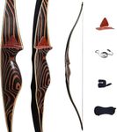 Deerseeker Outdoor Archery 54" Traditional Bow Hunting Longbow with Bamboo Core Limbs Handmade Recurve Bow RH/LH for Targeting Practice Shooting Youth & Adults Bow Set (75lb, Right Hand)