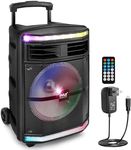 Pyle Portable Bluetooth PA Speaker System - 600W Bluetooth Speaker Portable PA System W/ Rechargeable Battery, Party Lights, MP3/USB SD Card Reader, Rolling Wheels - Pyle PPHP1044B