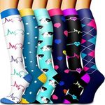 Amofatia Compression Socks for Women & Men Circulation (6 Pairs) 15-20 mmHg is Best Support for Athletic Running Cycling (AU, Alpha, Small, Medium, Regular, Regular, Compression Socks 02)