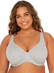 Fruit of the Loom Women's Cotton Unlined Underwire Bra, Heather Grey, 44C