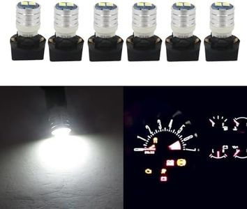 WLJH T10 Led Interior Lights Car Gauge Dashboard Dash Light Instrument Cluster Panel w5w 2825 194 Led Bulb Twist Socket Pc195 Pc194 Pc168 Super Bright 12V (White,Pack Of 6)