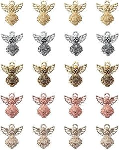 Ruwado 30 Pcs Angel Charms Vintage Silver Metal Cute 26 x 23 mm Vintage Pendants for DIY Jewelry Making Kit Necklace Bracelet Earring Key Chain Crafting Scrapbooking Supplies, No Gemstone