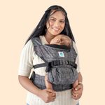 SOULSLINGS Lali Baby Carrier Bag- Grey - Linen | Compact & Lightweight (400g) | Adjustable for 0-24 Months (4-15kg) | Machine Washable & Handwashable | Breastfeeding Friendly