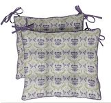 Vargottam Luxury Set of 2 Comfortable Cotton Twill Chair Pads Seat Cushion with Full-Length Ties for Non-Slip Support Polyester Filling for Dining | Office | Kitchen - 16x18-Inches, Purple