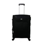 Timus Uppbeat Spinner Black 65 cm/24 inch 4 Wheel Soft Sided Suitcase/Waterproof Luggage with Expandable Trolley/Check-in for Travel/Best Travel Bag for Men/Women with inbuilt Combination Lock