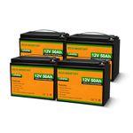 ECO-WORTHY 12V 50Ah 4Pack (Pack in Series to 48V 50Ah) LiFePO4 Lithium Battery, Up to 15000 Deep Cycles, 2560Wh Energy, for Golf Cart, Off-Grid Solar System, RV, Scooter, Trolling Motor