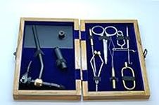 Olax Fly Tying Kit with Vise, Whip Finisher, Bodkin, Hackle Plier, Bobbin Threader, Scissors in a Wooden Box