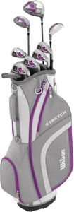 Wilson Women’s Beginner Golf Set, 9 Clubs with Cart Bag – Left Hand, White/Grey/Purple