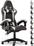 Racingreat Ergonomic Gaming Chair with Adjustable Height, Reclining Feature, Headrest, and Lumbar Support for Adults (Basics, Black/White)