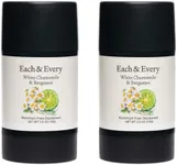 Each & Every All Natural Deodorant - Aluminum Free Deodorant for Women & Men - White Chamomile & Bergamont Multipack - Travel Size Plant-Based Packaging (2 Pack, 2.5 Oz Each)