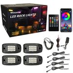 Winunite 4 Pods RGB Rock Lights 12V, Waterproof Music Mode APP/Remote Control Multicolor Underglow Light Kit Wheel Well Lights for Off Road Trucks SUV ATV UTV Trailer Boats