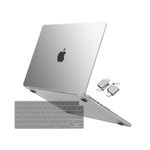 MOSISO Compatible with MacBook Air 15 inch Case 2023 2024 Release M3 A3114 M2 A2941, Ultra-Thin Natural Original Color Plastic Hard Shell Case & Keyboard Cover & Type C Adapter 2 Pack, Translucent