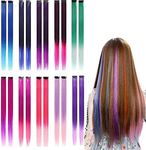 20 Color 21inch Ombre Coloured Hair Extensions,H HOME-MART Heat-Resistant Synthetic straight Clip In Hair Extensions for Women Girls Kids Gift Multi-Colors Party Highlights Clip in Synthetic Hairpiece