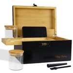 Viking Factory Large Bamboo Box Tray Set with Combination Lock Decorative Box for Home Storage Box -Premium Removable Tray and All Accessories