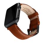 Archer Watch Straps - Top Grain Leather Watch Straps for Apple Watch (Cognac/Matched Thread, Matte Gray Hardware, 44/45/46/49mm)