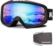 Karsaer Ski Goggles Anti-Fog Snow Goggles OTG 100% UV Protection Snowboard Goggles Bendable Dual-Lenses for Men Women Youth