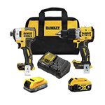 DEWALT 20V MAX XR Cordless Hammer Drill Driver and Impact Drive Combo Kit, Batteries and Charger Included (DCK249E1M1)