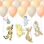 18 Pcs Classic Winnie Themed Hanging Decorations with Balloons - Pooh Baby Shower Birthday Party Supplies Set Nursery Decor