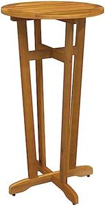 vidaXL Solid Acacia Wood Patio Bar Table- Versatile Outdoor Bar Table, Round-Shaped, Ø23.6"x41.3" Size, Brown Finish