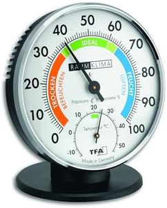 TFA Dostmann 45.2033 Präzisions-Hygrometer Haar-Hygrometer Klimatest mit Standfuß (Chrom)