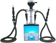 Wide Open for Easy Clean Hookah Set with Everything - ASANMA Updated Cube Modern Shisha include Charcoal Holder Silicone Phunnel Bowl Silk Pipe Coal Tongs Remote LED Light for Great Smoking