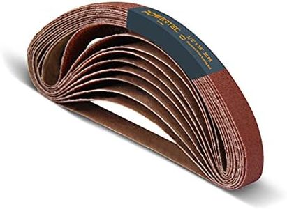 POWERTEC 1/2 x 18 Inch Sanding Belts, 20PK, 180 Grit Aluminum Oxide Belt Sander Sanding Belt for Air File Belt Sander, Woodworking, Metal Polishing (401818)