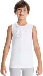 DEVOROPA Youth Baseball Chest Protector Softball Padded Compression Shirt Football Lacrosse Heart Guard Sternum Undershirt White M
