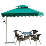 World of Wish 2.5X2.5 sq. mtr Aluminium Side Pole Square (Green) Patio Umbrella with 50 Kg Granite Base, Garden Umbrella/Café Umbrella/Balcony Umbrella