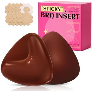 Dandelion Pact Double Sided Sticky Bra Inserts, Invisible Push Up Sticky Bra Pads for Large Breasts, Stick on Bra for Bikini Swimsuits (Medium, Brown)