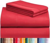 LuxClub 4 PC Sheet Set Bed Sheets Deep Pockets 18" Eco Friendly Wrinkle Free Cooling Machine Washable Hotel Bedding Silky Soft - Red Full