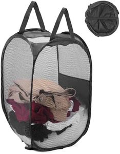 Annhua Laundry Hamper Folding Laundry Hamper Portable Folding Basket Space Saving Laundry Hamper Breathable Compact Storage Folding Laundry Hamper 75L Home Round Type Black
