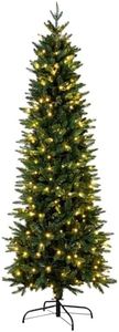 Christmas Tree World | 6ft Artificial Pre-lit Ultra Slim Mixed Pine | Natural and Realistic Look with Bushy and Luxury Quality PVC Tips | Easy to Assemble and Take Down | 74cm Diameter