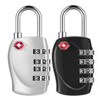 ZHEGE Suitcase Locks Combination with Zinc Alloy Shackle, TSA Approved Luggage Lock, Travel Lock for Luggage, Suitcase Padlock for Backpack, Rucksack, Zippers, Case, etc. (Black & Silver)