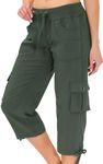 MoFiz Womens Hiking Cargo Shorts Dry Fit Stretch Athletic Shorts with Pockets Army Green