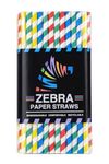 ZEBRA Paper Straws - Biodegradable Premium Drinking Straws | 100 Straws (8mm Wide) | Assorted Coloured Stripes | Best for Juice, Soft Drinks and Cocktails | (8MM, Stripes)