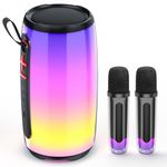 JYX Speaker with Mic System for Singing, Portable Bluetooth Speakers with Dazzling Light and 2 Wireless Microphones for Adults, Mini Karaoke Set for Home, Birthday Gifts Toys for Girls Boys Party