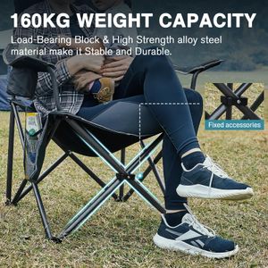 EVER ADVANCED Folding Camping Chairs Set of 2 – High Back, Padded, Cup Holder, Side Pockets, Supports 160kg