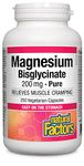 Natural Factors - Pure Magnesium Bisglycinate 200mg - 250 capsules, Gentle on the stomach, Ideal for muscle function, healthy bones and teeth, digestion, Canadian