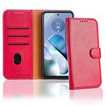 Case Collection for Motorola Moto E14 / G24 / G04 Case - Leather Folio Flip Kickstand Shockproof Cover with RFID Blocking Card Slots Wallet for Motorola E14 Phone Case Red