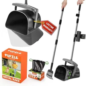 Pupzle Dog Pooper Scooper with Bag Attachment, 40" Long Handle Pooper Scooper for Large Dogs, Dog Poop Scoop for Yard, Large Capacity Swivel Bin and Rake with 25 Refill Bags for Dogs