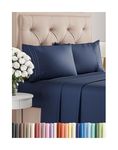 Full Size 4 Piece Sheet Set - Comfy Breathable & Cooling Sheets - Hotel Luxury Bed Sheets for Women & Men - Deep Pockets, Easy-Fit, Extra Soft & Wrinkle Free Sheets - Navy Blue Oeko-Tex Bed Sheet Set