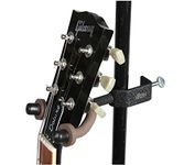 String Swing Mic Stand Guitar Hanger Holder for Electric Acoustic and Bass Guitars - Stand Accessories for Home or Studio - Keeps Musical Instruments Safe On Stage - Black Metal Stand Clamp CC04