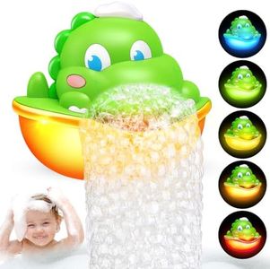 Diyfrety Baby Bath Toys,Light-Up Dinosaur Bath Bubble Machine Automatic Bubble Maker with Cool Light Bathtub Toys for Toddlers Birthday Gift Bath Toys for Kids Ages 1-3, Green