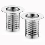 2 Stainless Steel Drain Strainer 5.5 x 5 centimetres, Sink Strainer, for Kitchen Sink & Bathroom, Bath Tub, Shower Drain Hair Catcher, Drain Cover