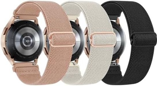 [3 PACK] Elastic Solo Loop Bands for Samsung Galaxy Watch 6 Bands & Galaxy Watch 5 Bands 44mm 40mm Women/Men, 20mm Soft Stretchy Nylon Sport Straps for Galaxy Watch 6/4 Classic/Watch 5 Pro Band 45mm/Active 2/Watch 3 41mm