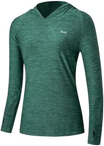 Willit Women's UPF 50+ Sun Protection Hoodie SPF Shirt long sleeve Hiking Fishing Outdoor Shirt Lightweight Hoodie Slubby Dark Green S