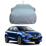 Oshotto/Recaro Dark Grey 100% Anti Reflective, dustproof and Water Proof Car Body Cover with Mirror Pockets Compatible with Maruti Suzuki Baleno 2015-2019 (with Antenna Pocket)