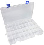 Qualsen Organizers and Storage Organizer, Craft Storage Organizer Fishing Tackle Box Organizer, Adjustable Divider Bead Organizer for Jewelry Beads Earring Container Tool Fishing(34 grid x 4, white)