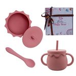 Fluffy Bear® Silicone Suction Baby Feeding Bowl with Lid and Soft Spoon, Honey Pot Sippy Cup - Baby Feeding Set | Tableware Meal Set, Food Grade Silicone | Non-Toxic, BPA Free, Gift Set(Weather)